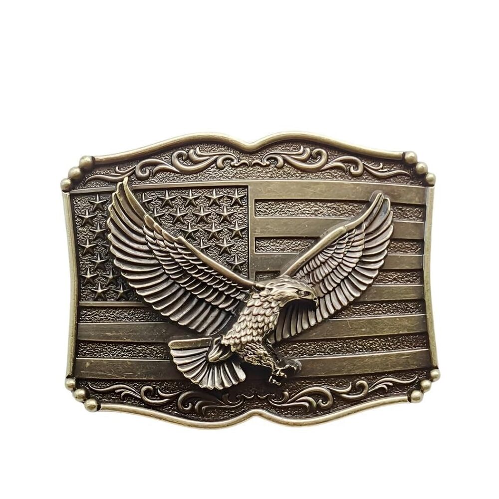 4393 US Flag Eagle Belt Buckle Soaring Eagle Belt Buckle, American Flag
